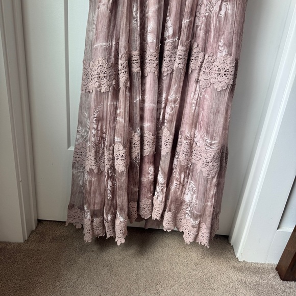 BHLDN Lace Maxi Dress Size 4 Purple Rose Gold Formal Dress Wedding Guest Elegant - Picture 12 of 15